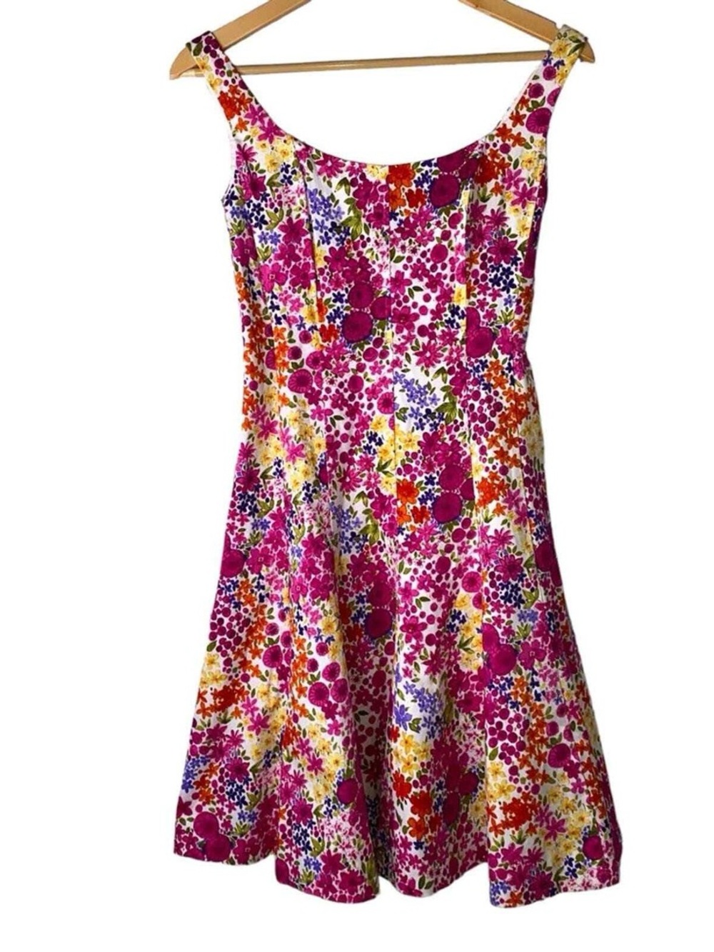 Garden Party Cottagecore Fit and Flare Vibrant Floral Sundress Size 14P